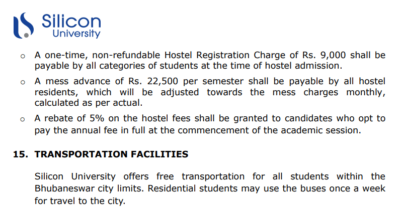 Silicon hostel fee