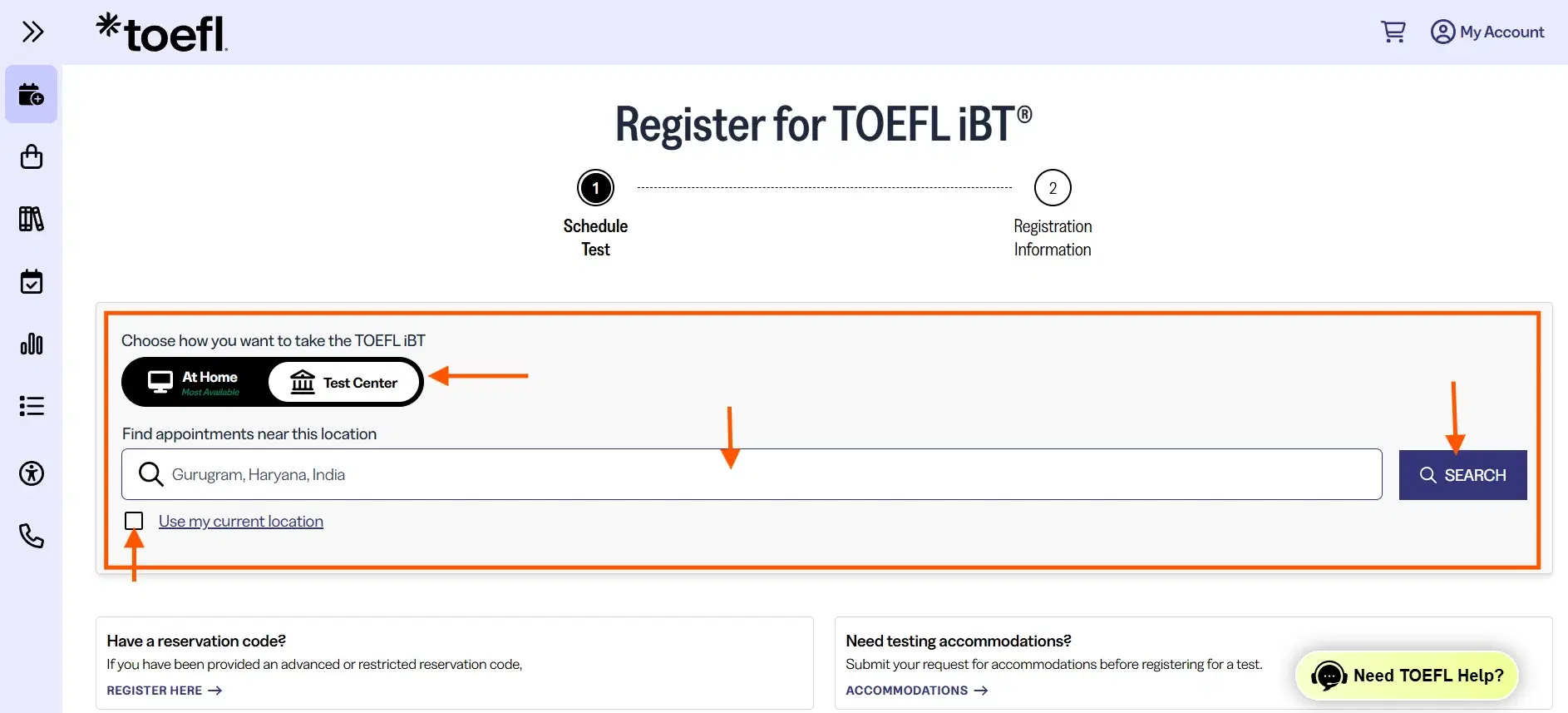 TOEFL Registration
