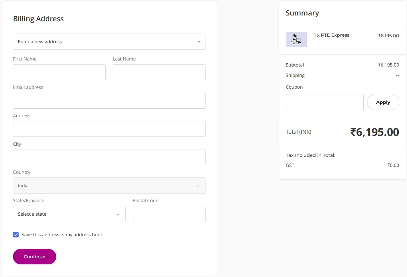 PTE Express Registration
