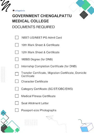 Government Chengalpattu Medical College MBBS Admission Documents Required