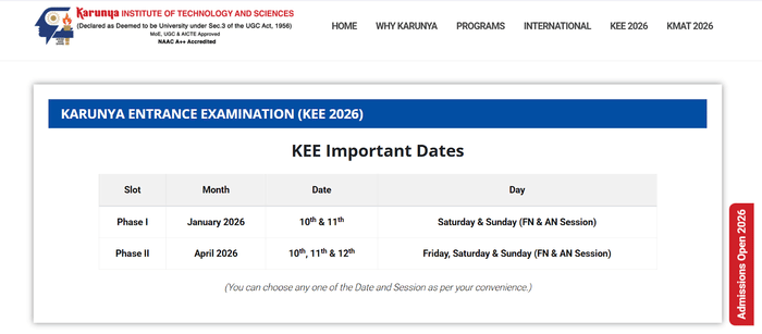 KEE Examination 2026 Important Dates