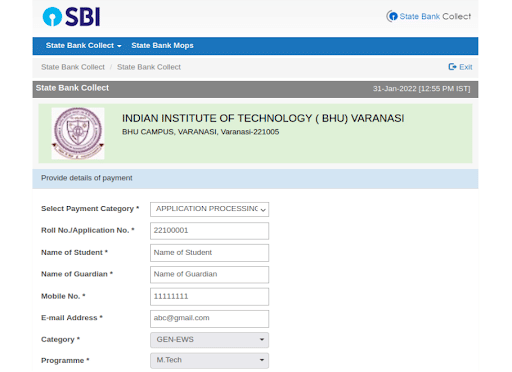 Process to Admission fee