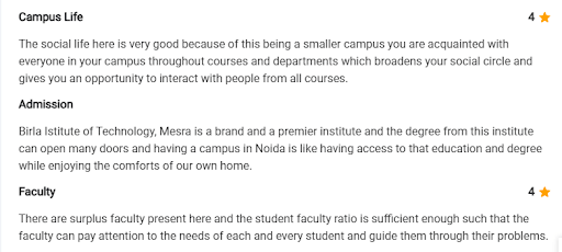 BIT Noida Student review