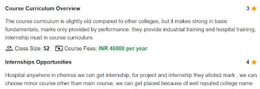 CEG Guindy Student Review Snapshot