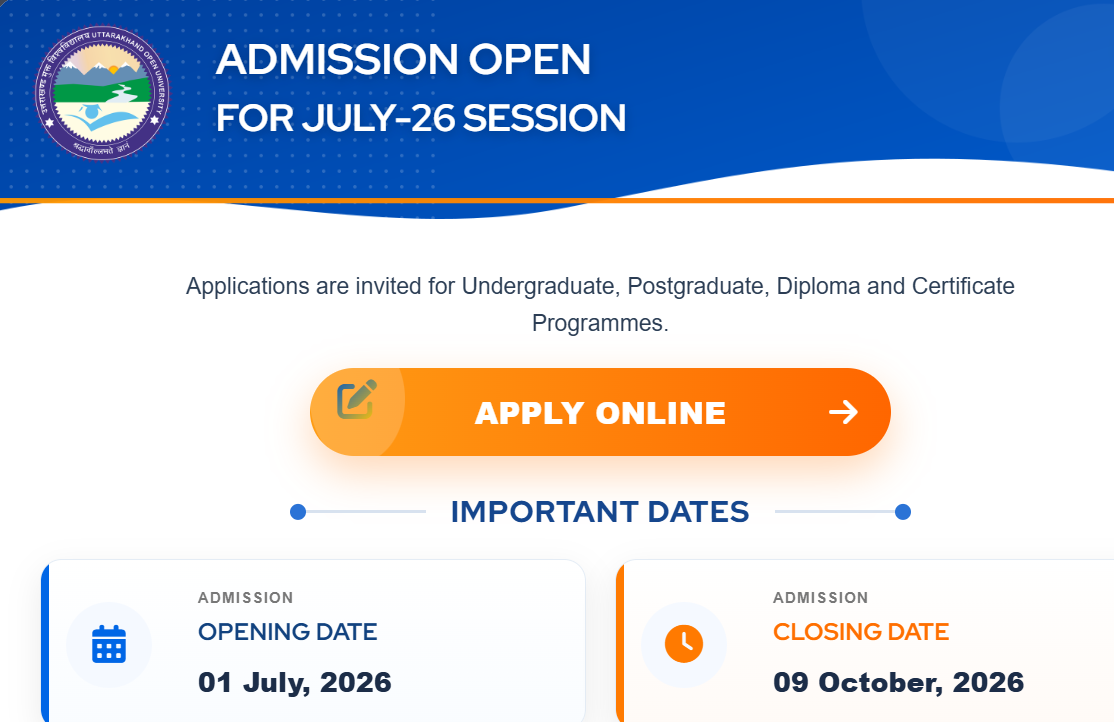 Uttarakhand Open University Admission 2026 Key Details