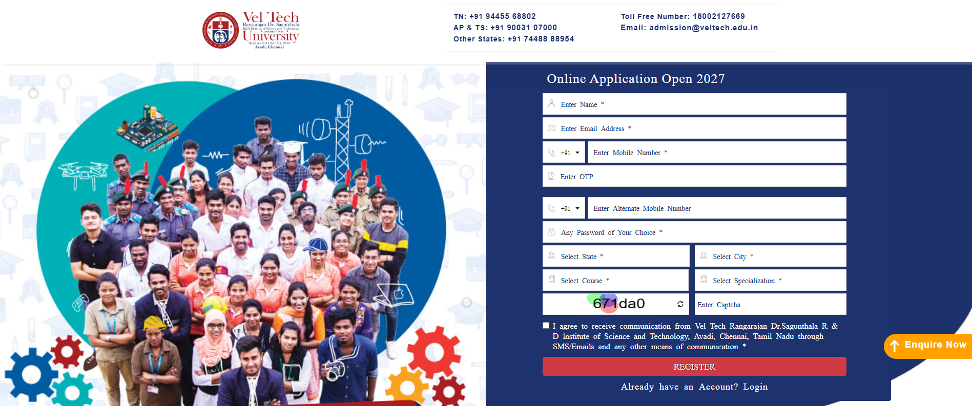 ​  Vel Tech  Admission&nbsp;2027