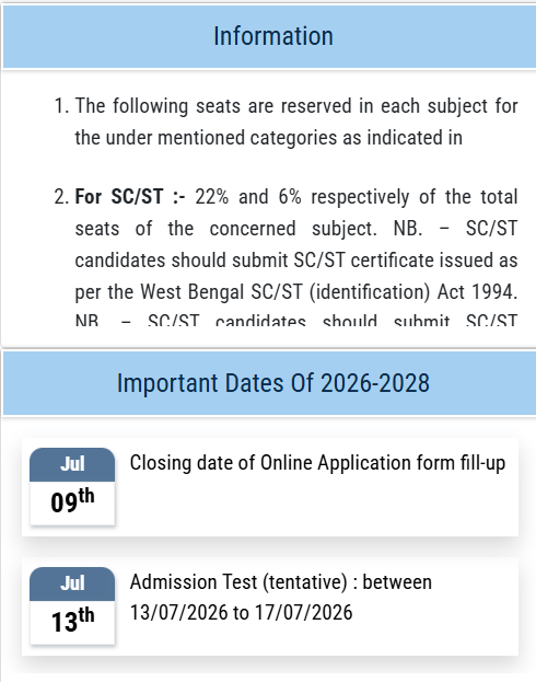 WBSU PG Admission 2026 Registration Closes July 9