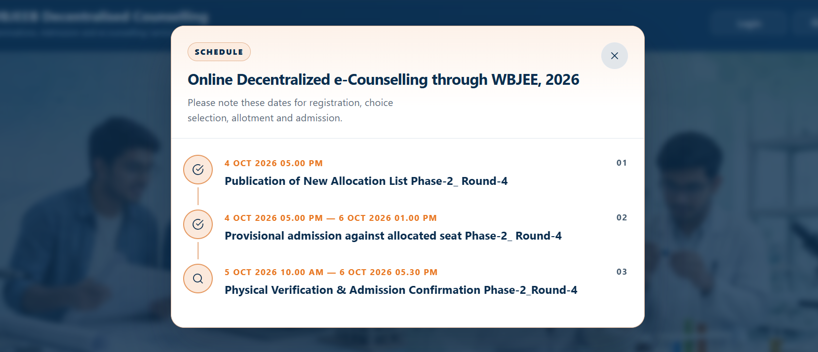 WBJEE DCAP 2026 Phase 2 Round 4 Key Dates
